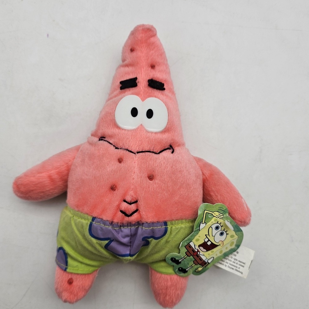 Vintage Nanco SpongeBob Patrick Star Plush Stuffed Toy Small Pink Cute 2002